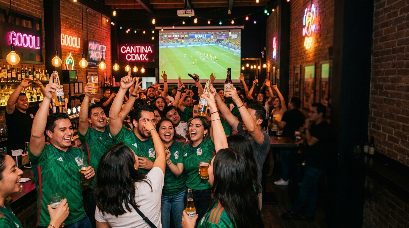 Cantina en CDMX festejando el Mundial